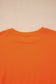 Orange Varsity Stripe Detail Drop Shoulder Pullover Mini Skirt Set