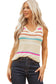 Khaki Stripe Textured Knit V Neck Sweater Vest