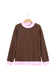 Coffee Colorblock Trim Crewneck Long Sleeve Pullover Sweatshirt