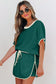 Apricot Colorblock Edge Drop Shoulder T Shirt and Skort 2Pcs Set