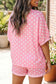 Sky Blue Polka Dot Oversized Top Drawstring Short Set
