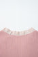 Fushia Plus Size Contrast Frilled Neckline Ruffled Short Sleeve Ribbed Textured Blouse