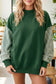 Black Plaid Sleeve Colorblock Loose Tunic Sweatshirt