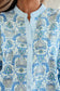 Sky Blue Paisley Print Puff Sleeve Loose Shirt
