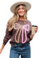 Dark Khaki Contrast Terry Bow Pattern Drop Shoulder Sweatshirt