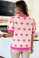 Rose Red Polka Dot Puff Short Sleeve Sweater Top