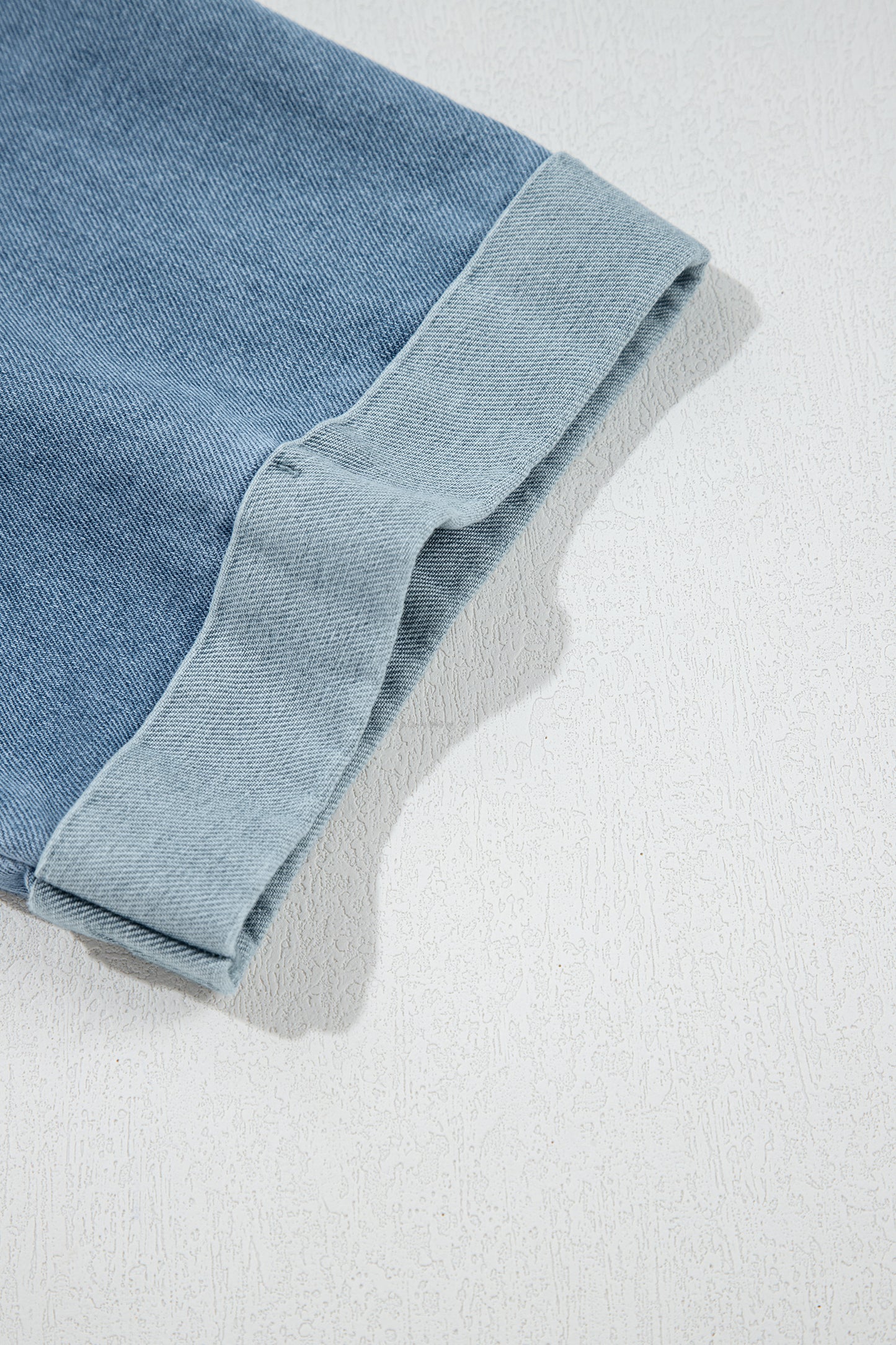 Beige Denim Color Block Patchwork Round Neck Tee