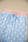 Sky Blue Polka Dot Contrast Trim Long Sleeve Top Drawstring Shift Pants Set