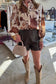 Brown Floral Print Button Down Poet Sleeve Shirt