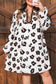 Khaki Leopard Print Contrast V Neck Plus Size Shift Mini Dress