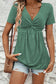 Sail Blue Twist Knot V Neck Short Sleeve Blouse