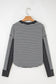 Black Stripe Thermal Knit Drop Shoulder Casual Top