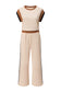 White Color Block Detail Casual Two-piece Set
