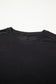 Black Solid Color Bow Textured Patchwork Long Sleeve Tee