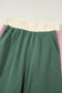 Rose Red 2pcs Color Block Pullover Loose Pant Set