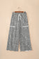 Gray Animal Print Wide Leg Terry Knit Pants