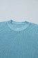 Mist Blue Exposed Seam Detail Half Sleeve Loose Sweater