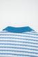 White Stripe Collared Pullover Top and Drawstring Pant Set