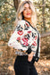 Black Floral Print Buttoned Front V Neck Knit Cardigan