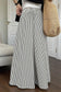 Black Stripe Elastic Waist Ultra Wide Leg Pants