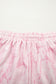 Pink Abstract Print V Neck Loose Tee Drawstring Shorts 2pcs Outfit
