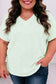 Wisteria V Neck Short Sleeve Plus Size Waffle Knit Top