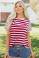 Red Stripe Patchwork Round Neck T Shirt