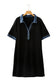 Black Colorblock Denim Collar Short Sleeve Plus Size Shift Dress