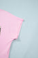 Pink Leopard Bow Embroidered Cotton Round Neck T Shirt