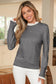 Racing Red Lace Trim Patchwork Buttoned Cuffs Loose Sweater