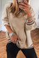 Navy Blue Varsity Contrast Striped Trim V Neck Sweatshirt