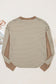 Black Stripe Thermal Knit Drop Shoulder Casual Top