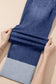 Real Teal Folded Cuffs Distressed Straight High Waist Jeans