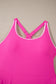 Rose Red Contrast Trim Neckline Active Shorts Attached One Piece Swim Dress