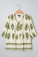 Apricot Floral Print Tie V Neck Button Down Puffy Half Sleeve Shirt