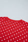 Brown Polka Dot Drawstring Wide Leg Long Sleeve Top Pant Set