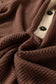 Coffee Waffle Contrast Half Buttoned Hooded Pullover Top