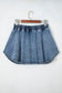 Ashleigh Blue Denim Pearl Embellished Elastic Waist Mini Skort