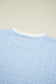 Beau Blue Contrast Trim Textured Crewneck Tee and Pocketed Skirt Set