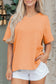 Grapefruit Orange Waffle V Neck Short Sleeve Knit Top
