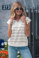 White Stripe Color Block Zip V Neck Sleeveless Top