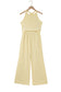 Yellow Cream Slim Ribbed Tank Top and Sweatpants Set