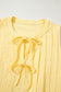 Yellow Cream Bow Tie Notched Neck Pleated Tank Top