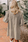 Sky Blue Stripe Color Block Patchwork Shirt Collar Button Down Puff Sleeve Mini Dress