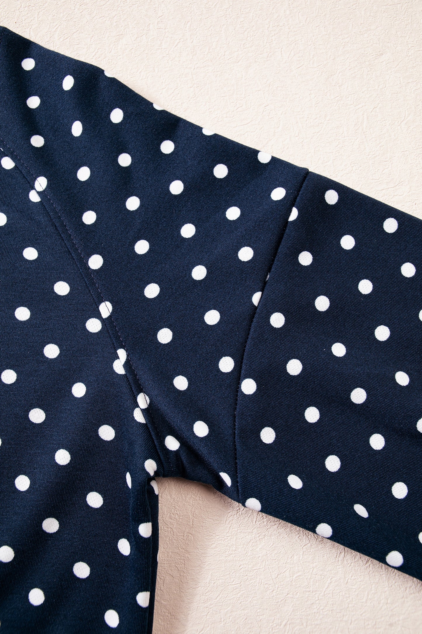 Brown Polka Dot Drawstring Wide Leg Long Sleeve Top Pant Set
