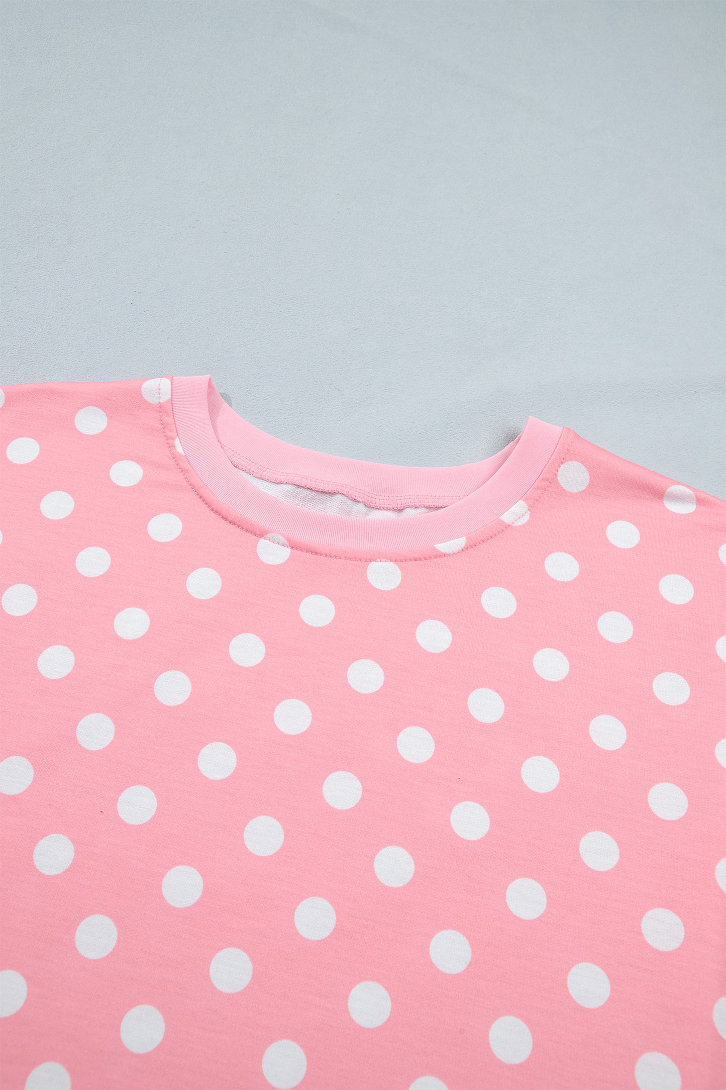 Sky Blue Polka Dot Oversized Top Drawstring Short Set