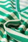 Green Striped Contrast Collar Split Neck Long Sleeve Mini Dress
