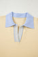 Pink Contrasting Polo Collar Color Block Knit Drop Shoulder Sweater
