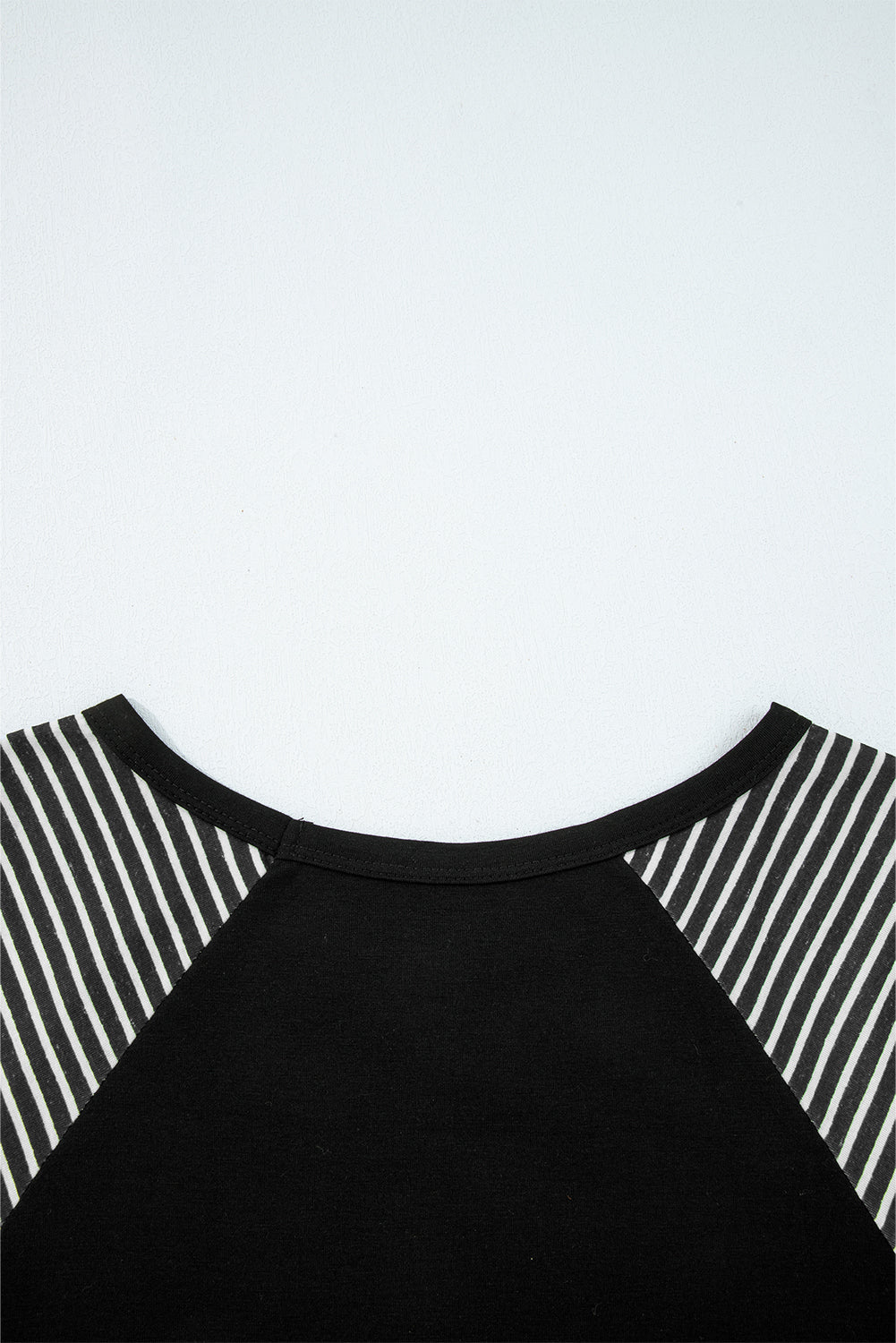 Navy Blue Contrast Print Striped Raglan Long Sleeve Loose Top