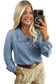 Beau Blue Ruffled Peter Pan Collar Western Denim Shirt